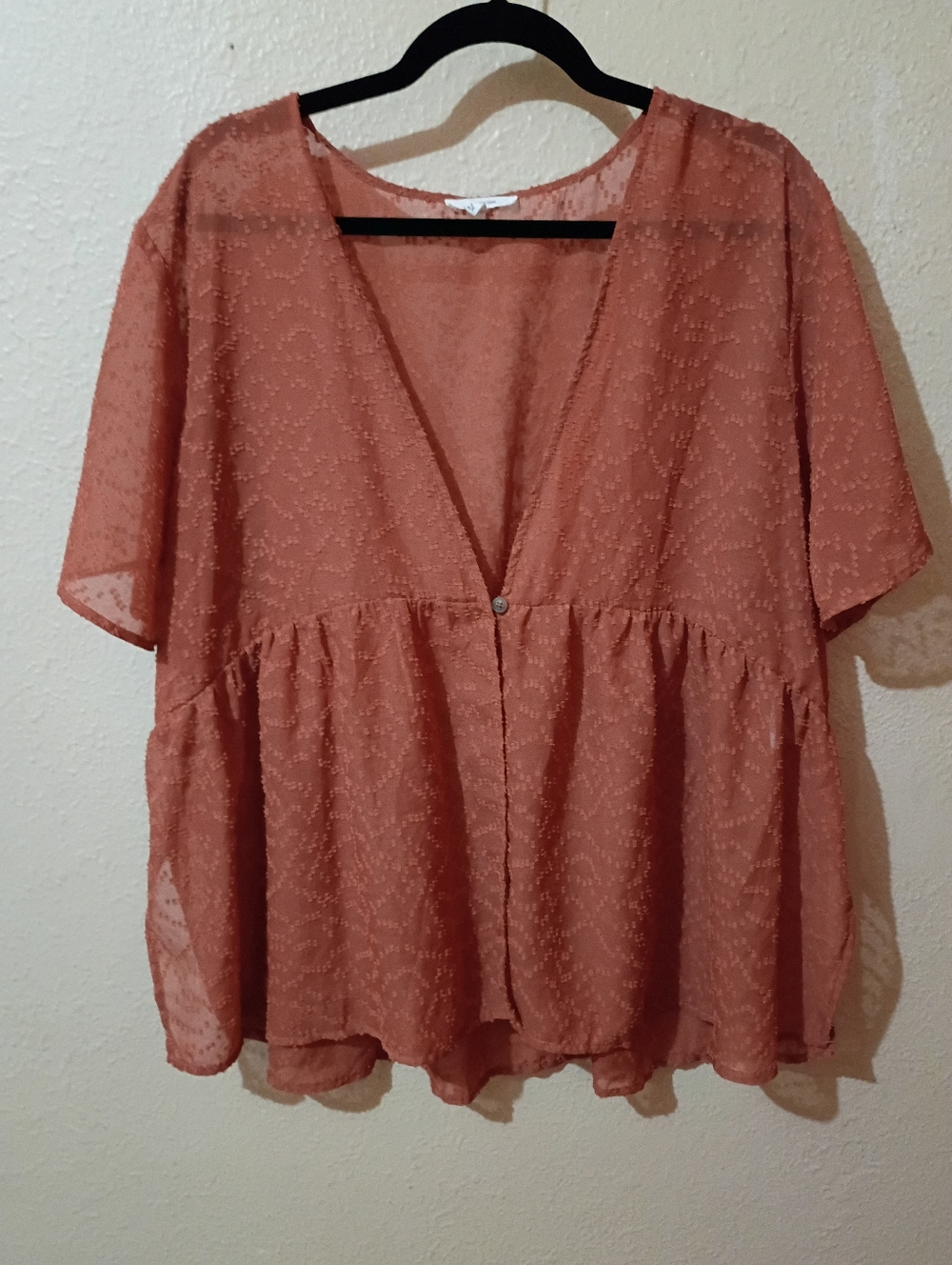 Maurices Dusty Rose Sheer Peplum Blouse
